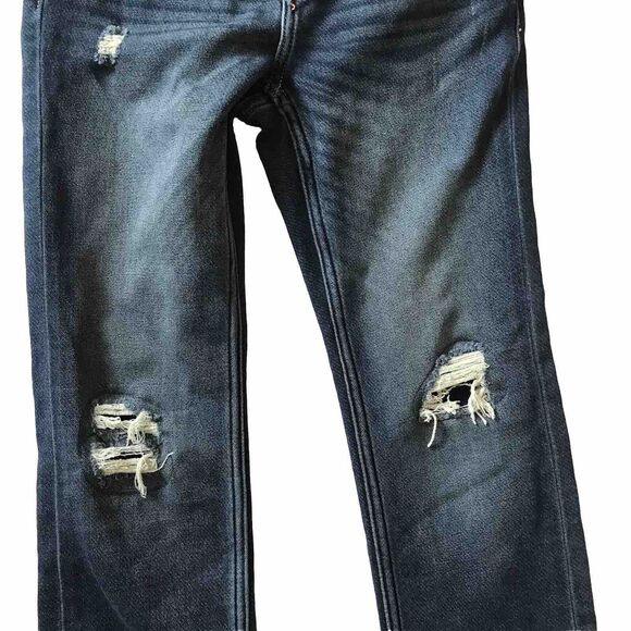 Abercrombie Kids Girls Skinny Jean Denim Distressed Ripped Size 11/12 Dark Wash - Picture 4 of 8